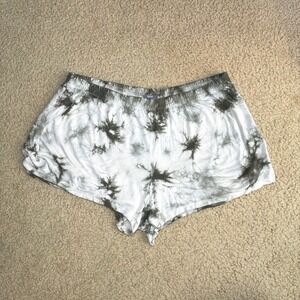Aerie Tie Dye Lounge Shorts Olive Green Elastic Waist Boho Festival Med Large